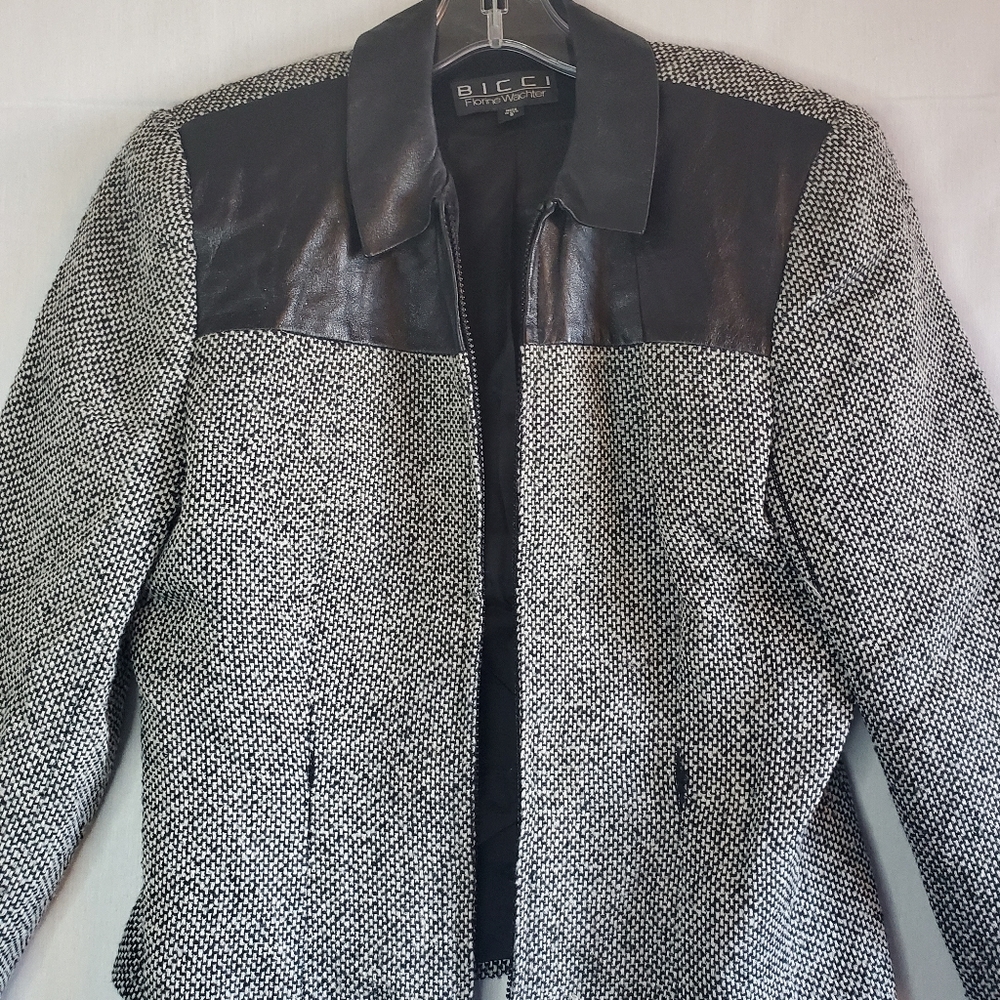 Bicci Florine Wachter Tweed & Faux Leather Jacket